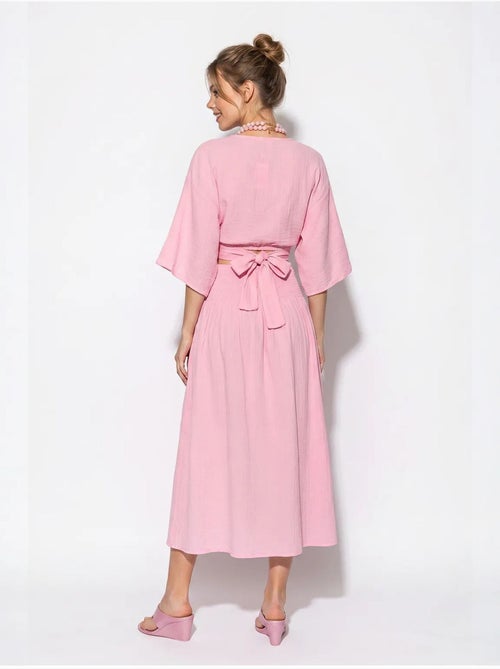 Ensemble deux pièces en coton avec blouse et jupe midi lucci - Kiabi Ensemble deux pièces en coton avec blouse et jupe midi lucci - Kiabi