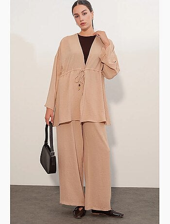 Ensemble deux pièces en crêpe avec kimono et pantalon large bdart