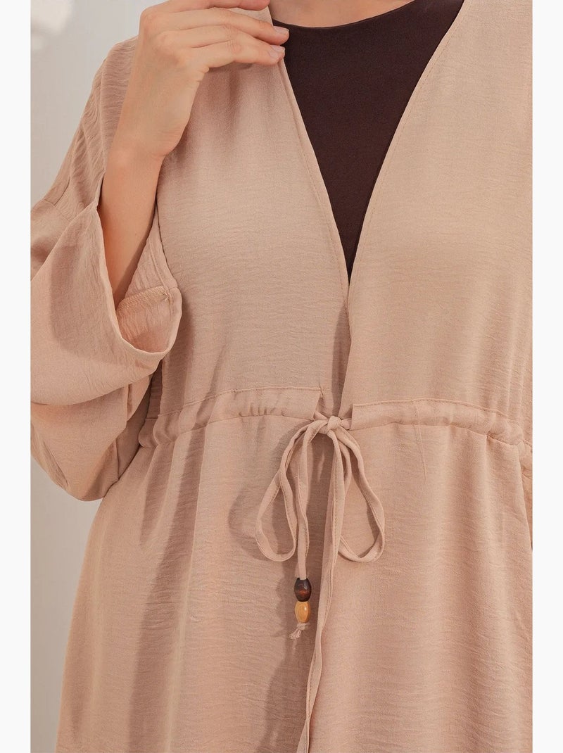 Ensemble deux pièces en crêpe avec kimono et pantalon large bdart Beige argile - Kiabi
