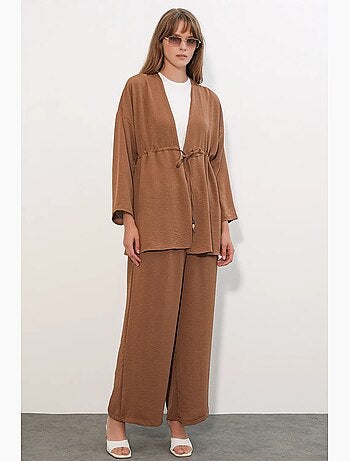 Ensemble deux pièces en crêpe avec kimono et pantalon large bdart