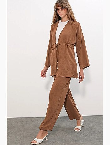 Ensemble deux pièces en crêpe avec kimono et pantalon large bdart