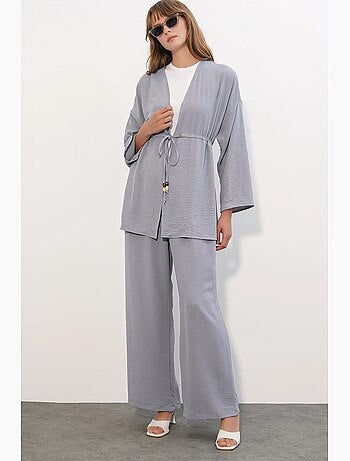 Ensemble deux pièces en crêpe avec kimono et pantalon large bdart