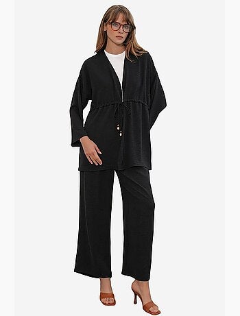 Ensemble deux pièces en crêpe avec kimono et pantalon large bdart