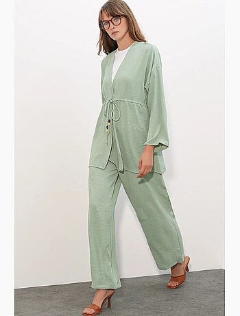 Ensemble deux pièces en crêpe avec kimono et pantalon large bdart