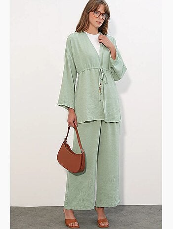 Ensemble deux pièces en crêpe avec kimono et pantalon large bdart