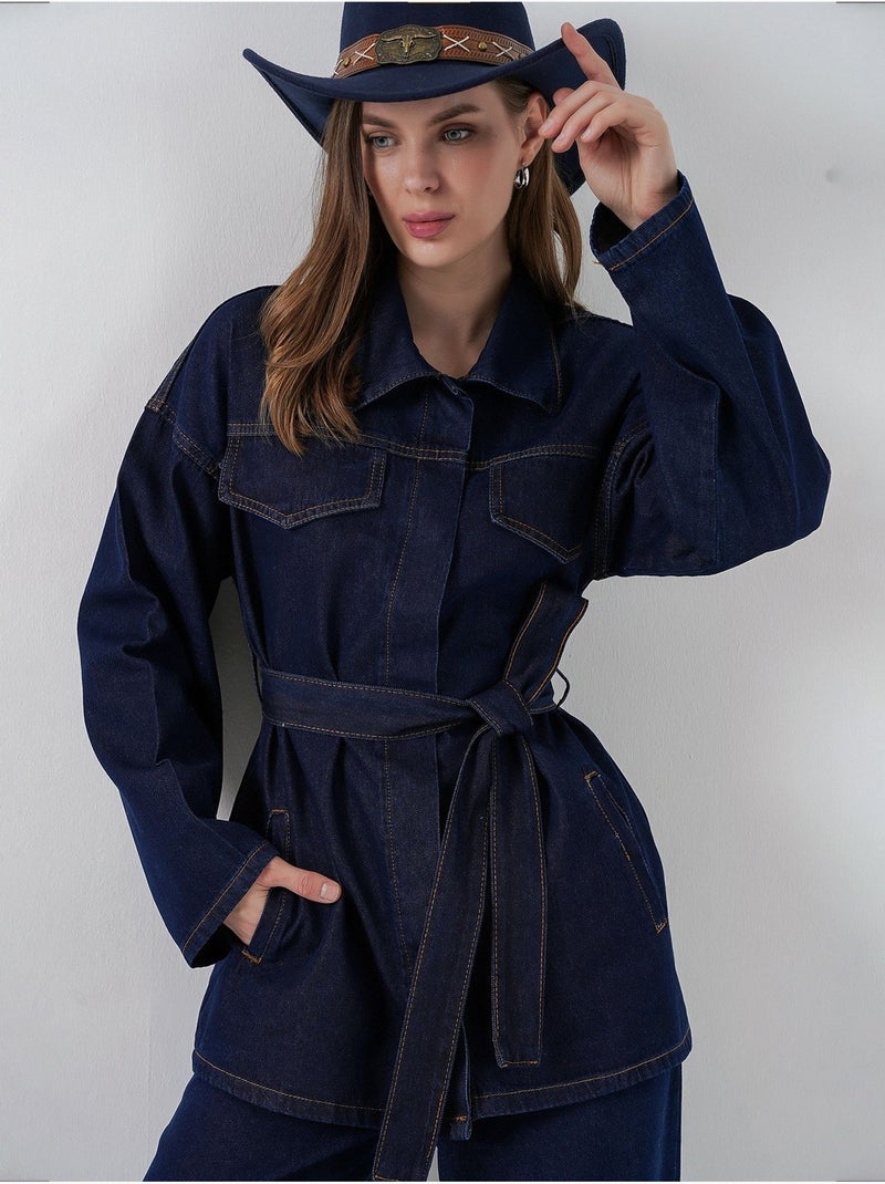 Ensemble deux pièces en denim avec col de veste bdart Bleu marine - Kiabi