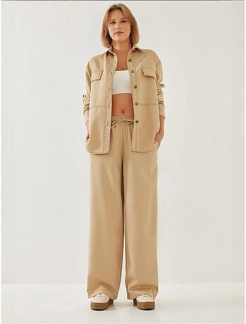 Ensemble deux pièces en denim avec détails surpiqués bianco lucci