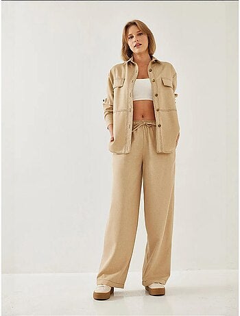 Ensemble deux pièces en denim avec détails surpiqués bianco lucci