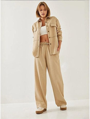 Ensemble deux pièces en denim avec détails surpiqués bianco lucci