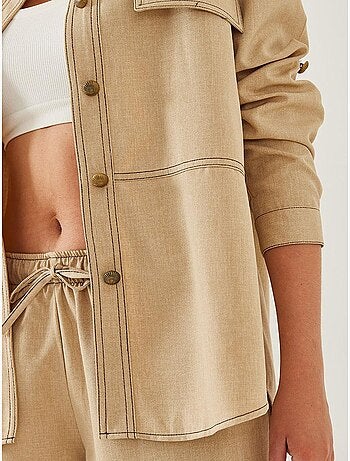 Ensemble deux pièces en denim avec détails surpiqués bianco lucci