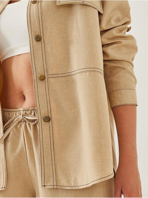 Ensemble deux pièces en denim avec détails surpiqués bianco lucci - Kiabi Ensemble deux pièces en denim avec détails surpiqués bianco lucci - Kiabi