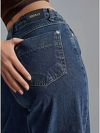 Ensemble deux pièces en jean taille haute avec col de veste