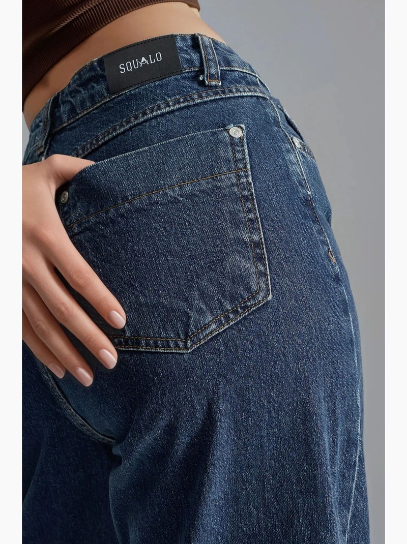 Ensemble deux pièces en jean taille haute avec col de veste hiccup Bleu gris - Kiabi