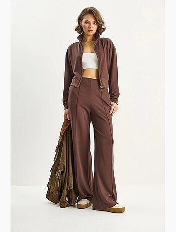 Ensemble deux pièces en jersey lycra à col bomber lucci