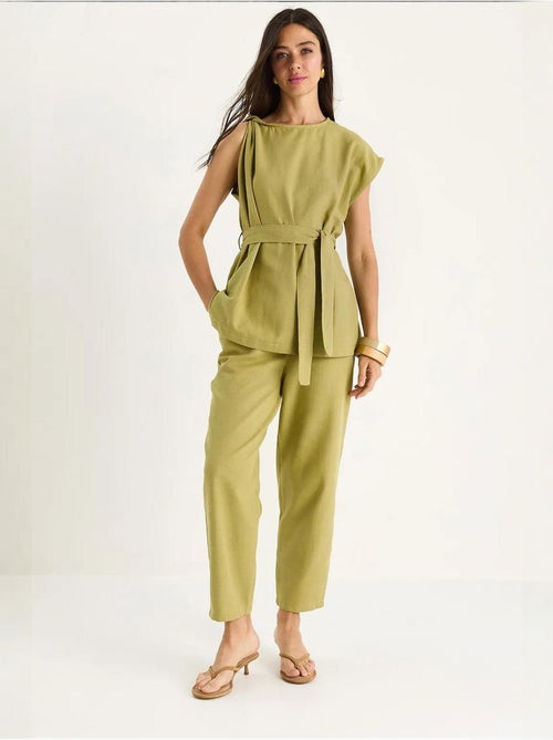 Ensemble deux pièces en lin avec ceinture et nœud aux épaules lucci - Kiabi Ensemble deux pièces en lin avec ceinture et nœud aux épaules lucci - Kiabi