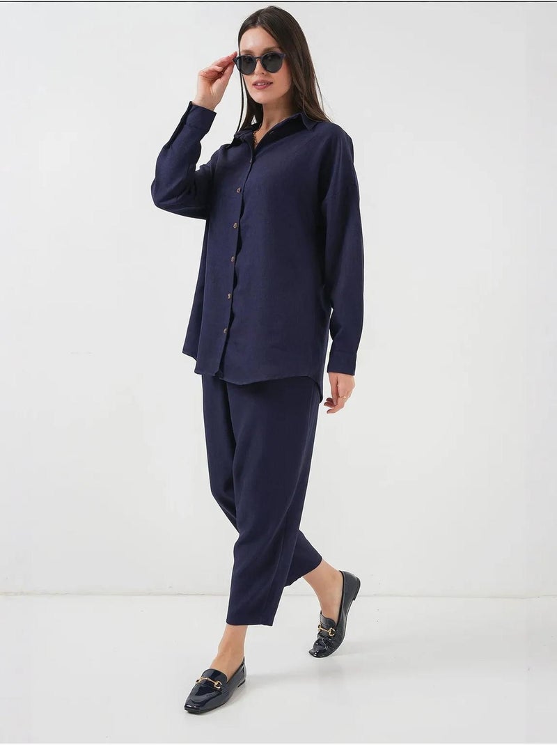 Ensemble deux pièces en lin bdart Bleu marine - Kiabi