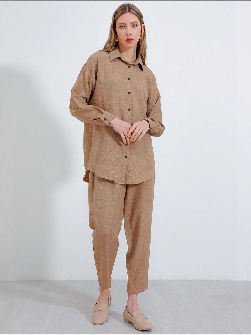 Ensemble deux pièces en lin bdart Camel - Kiabi