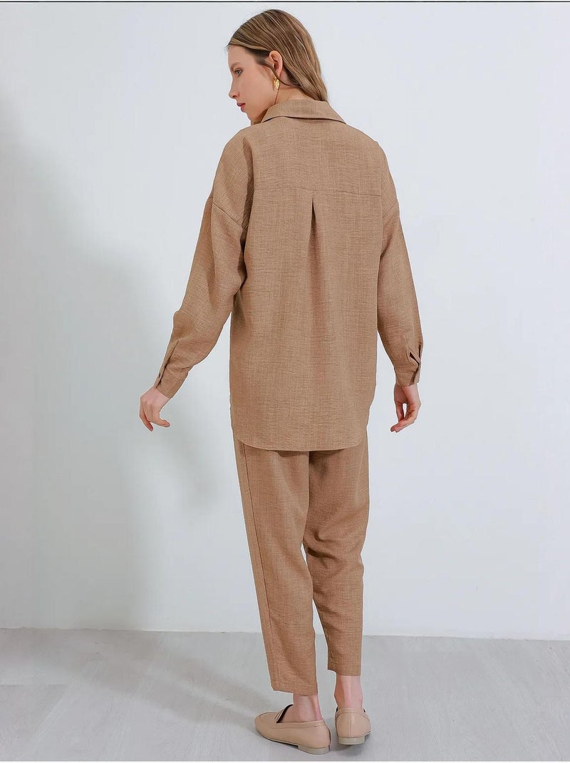 Ensemble deux pièces en lin bdart Camel - Kiabi
