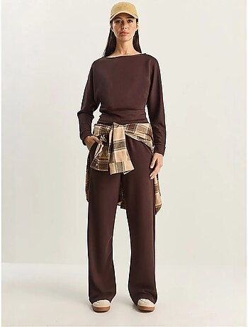Ensemble deux pièces en maille à col asymétrique et taille haute lucci
