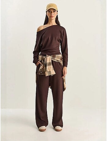 Ensemble deux pièces en maille à col asymétrique et taille haute lucci