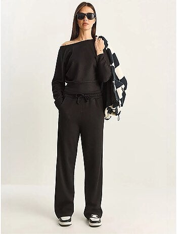 Ensemble deux pièces en maille à col asymétrique et taille haute lucci