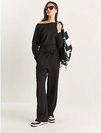 Ensemble deux pièces en maille à col asymétrique et taille haute lucci