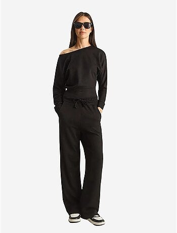 Ensemble deux pièces en maille à col asymétrique et taille haute lucci
