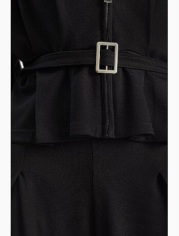 Ensemble deux pièces en maille taille haute et jambes larges avec col de veste lucci