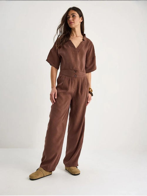 Ensemble deux pièces en modal avec chemisier col v et pantalon taille haute lucci - Kiabi Ensemble deux pièces en modal avec chemisier col v et pantalon taille haute lucci - Kiabi