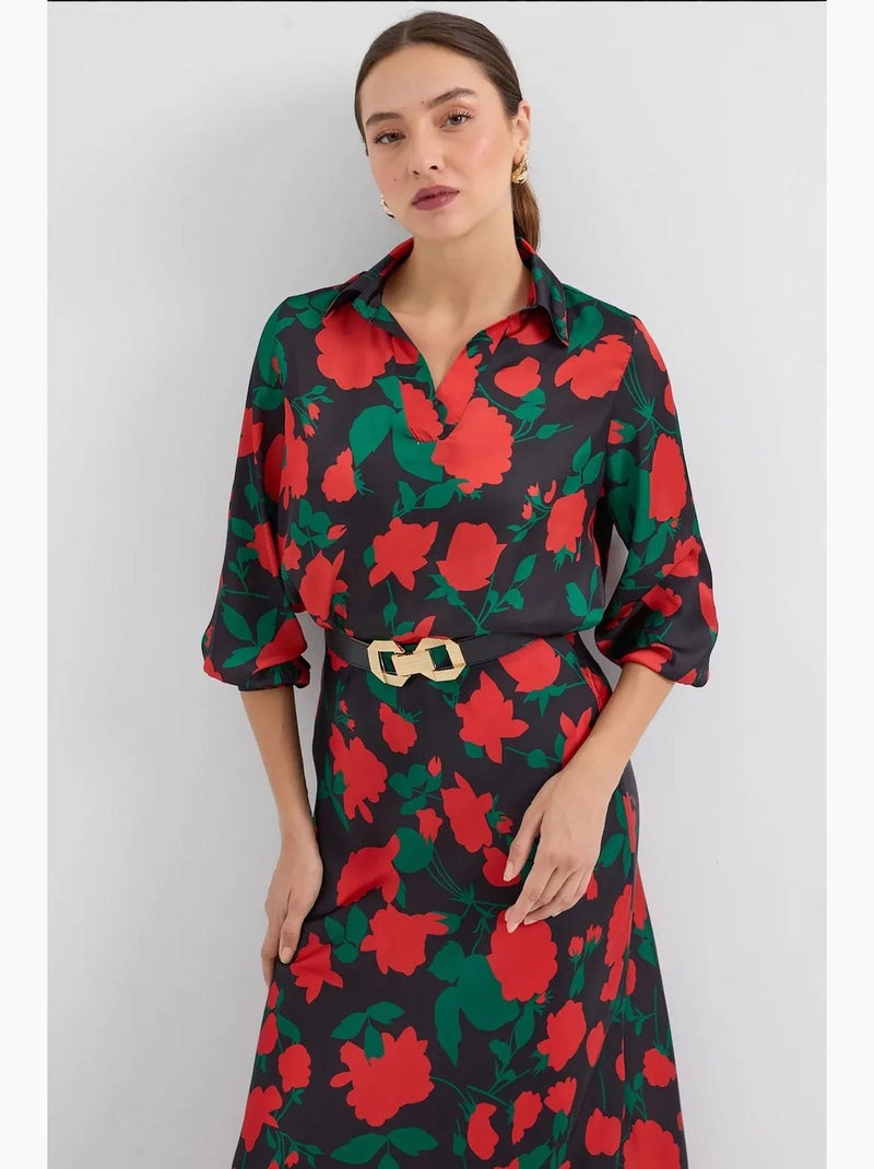 Ensemble deux pièces en satin à motifs bdart Noir Rouge - Kiabi