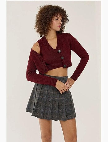 Ensemble deux pièces en tricot à col en v et détails boutonnés hiccup