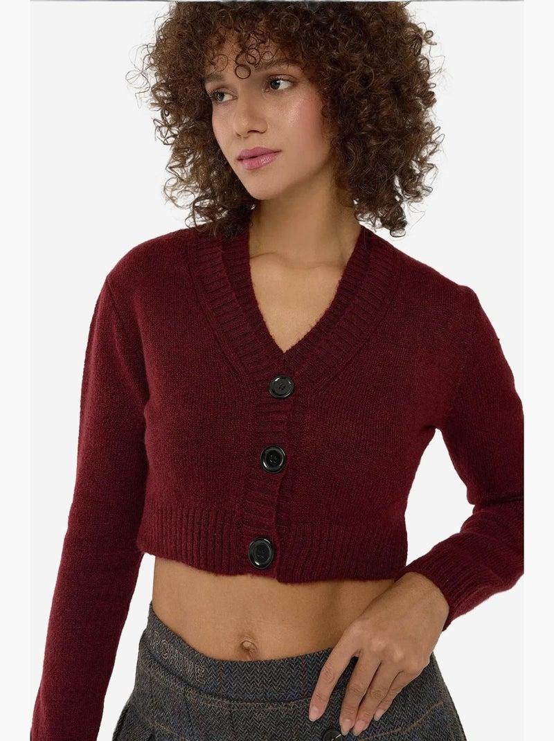 Ensemble deux pièces en tricot à col en v et détails boutonnés hiccup Rouge - Kiabi