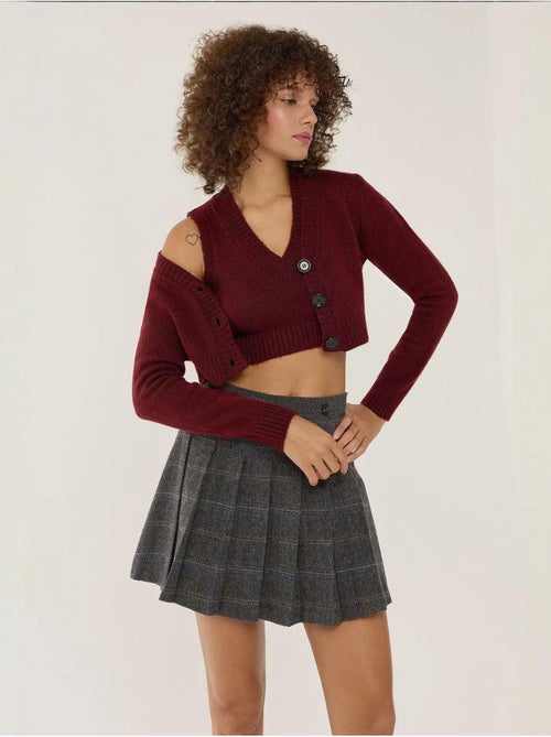 Ensemble deux pièces en tricot à col en V et détails boutonnés - Kiabi