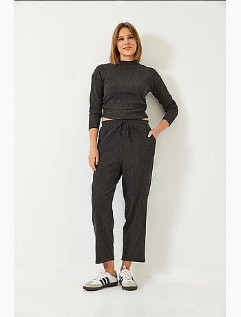 Ensemble deux pièces : haut court et pantalon taille élastique lucci
