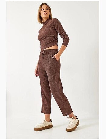 Ensemble deux pièces : haut court et pantalon taille élastique lucci
