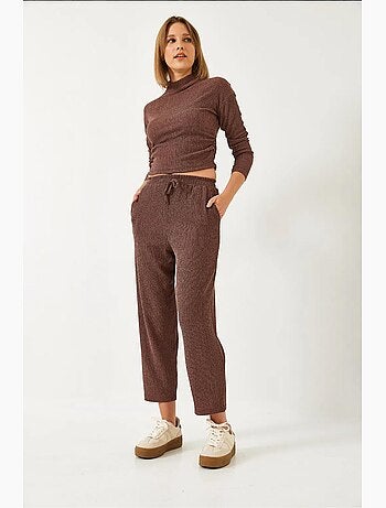 Ensemble deux pièces : haut court et pantalon taille élastique lucci