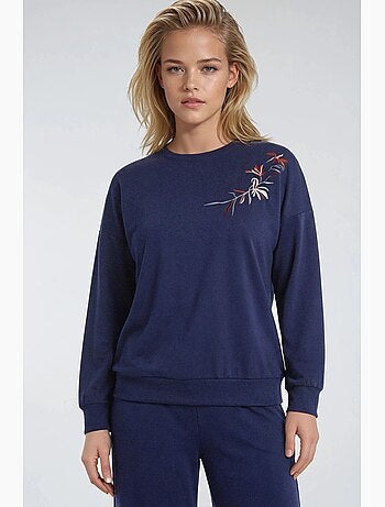 Ensemble deux pièces long à col rond brodé et pantalon à jambes larges hiccup