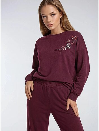 Ensemble deux pièces long à col rond brodé et pantalon à jambes larges hiccup