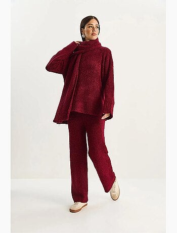 Ensemble deux pièces oversize en maille côtelée avec pantalon taille haute lucci