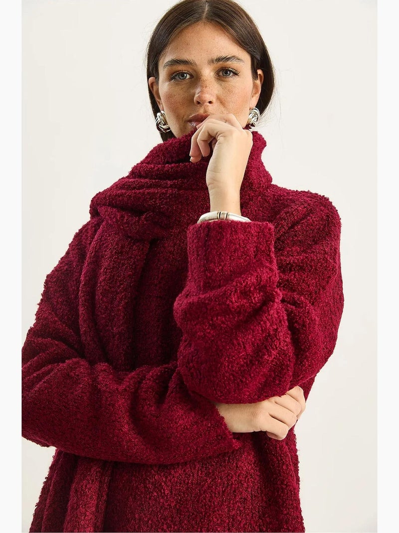 Ensemble deux pièces oversize en maille côtelée avec pantalon taille haute lucci Rouge bordeaux - Kiabi