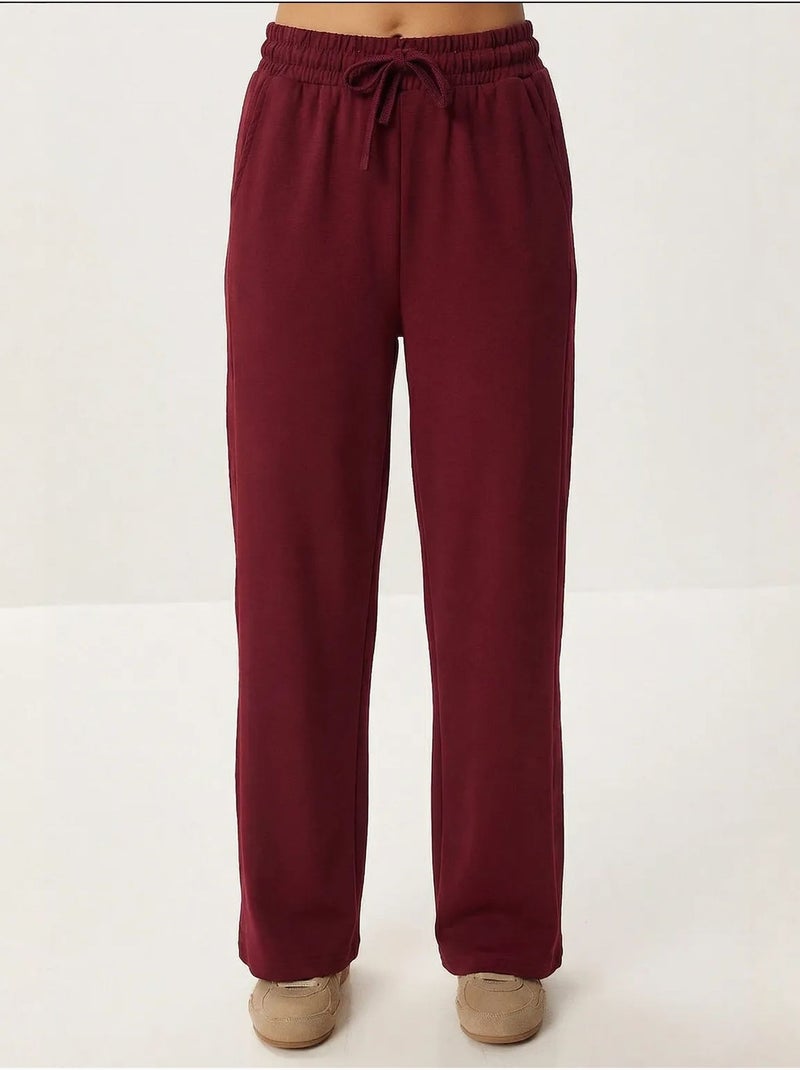 Ensemble deux pièces polo à col montant et jambes larges istanbul Rouge bordeaux - Kiabi