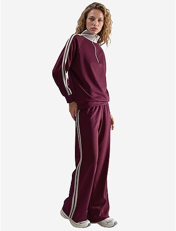 Ensemble deux pièces rayé à jambes larges et col zippé hiccup