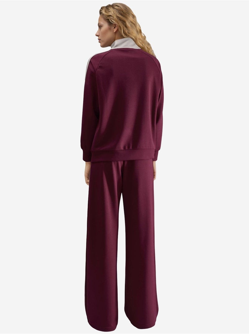 Ensemble deux pièces rayé à jambes larges et col zippé hiccup Rouge bordeaux - Kiabi