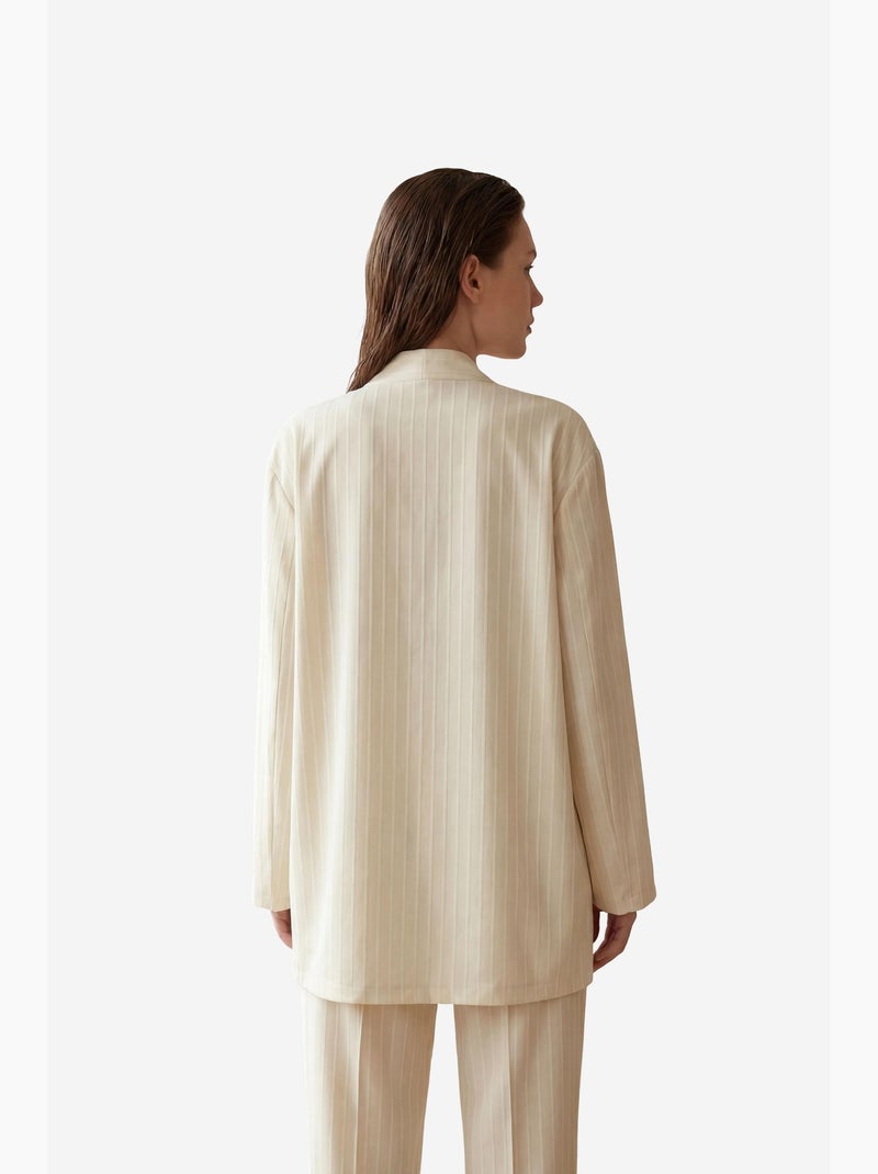 Ensemble deux pièces rayé avec col ouvert my fashion Beige argile - Kiabi
