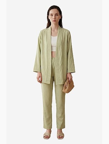 Ensemble deux pièces rayé avec col ouvert my fashion