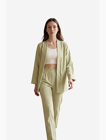 Ensemble deux pièces rayé avec col ouvert my fashion