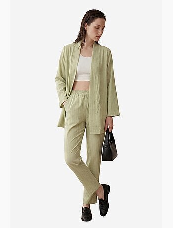 Ensemble deux pièces rayé avec col ouvert my fashion