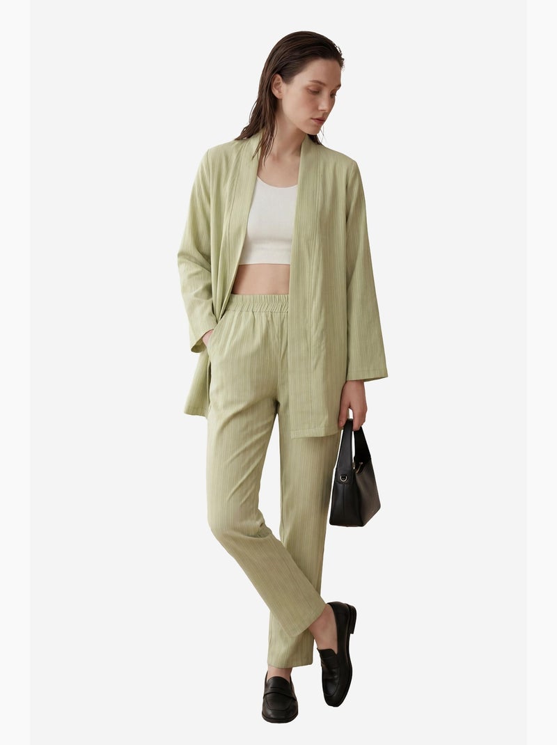 Ensemble deux pièces rayé avec col ouvert my fashion Vert pastel - Kiabi