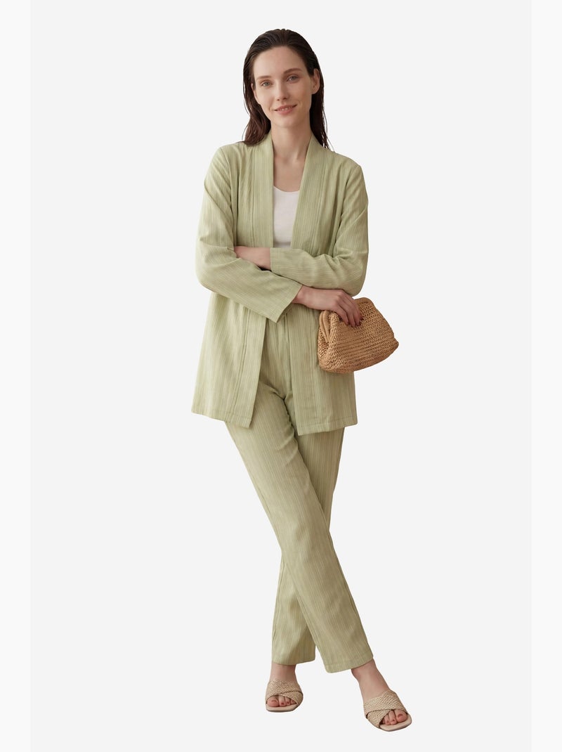 Ensemble deux pièces rayé avec col ouvert my fashion Vert pastel - Kiabi