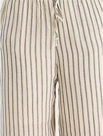 Ensemble deux pièces rayé, col en v, taille haute, boutonné, jambe large lucci